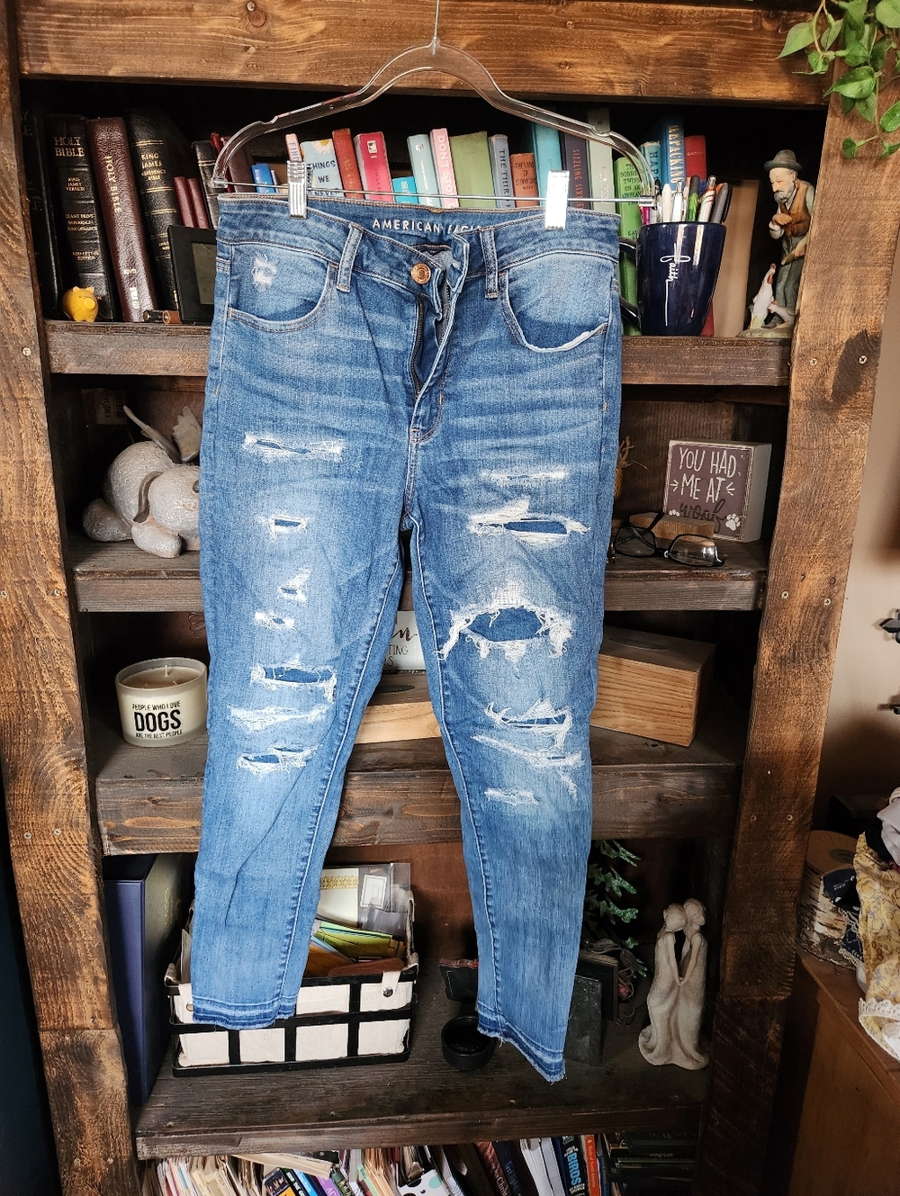 American Eagle Outfitters Light Blue Distressed Jegging Jeans